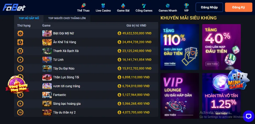 Các trò chơi casino và slot trên ứng dụng bet188 chính thức